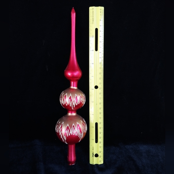 VTG Christmas Classics Red & Gold Tree Topper Mercury Glass - Picture 7 of 10